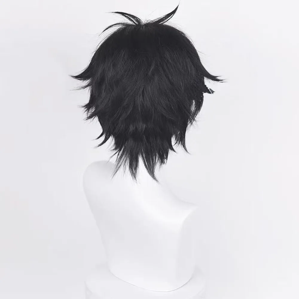 애니메이션 Jujutsu Okkotsu Yuta 코스프레 가발 남자 검은색 짧은 머리 할로윈 파티 카니발 롤 플레잉 의상 액세서리 합성 가발