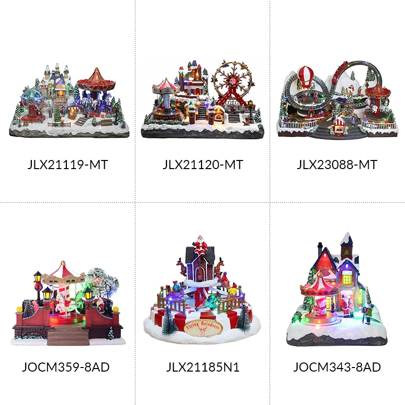 قلعة عيد الميلاد مصباح ليد تتحرك دائري دُولابٌ دَوّار تمثال راتنج ملون ديكور المنزل هدايا تذكارية جديدة