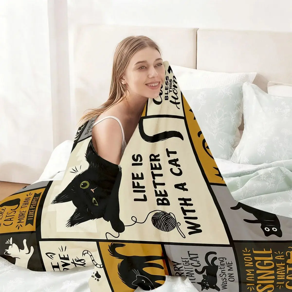 Super Soft Cat Lover's Plush Blanket. Soft and Comfortable Pet Decoration Gift. Funny Little Cat Blanket Suitable for Cat Owners