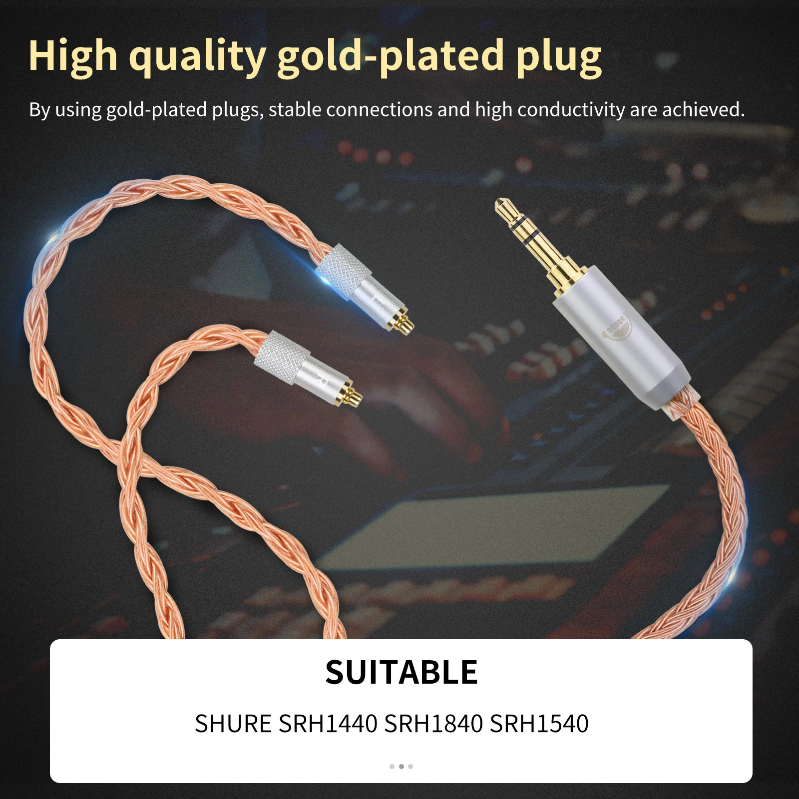 OKCSC 16 Core Standard Balanced Headphone Cable for Shure SRH1440 SRH1480 SRH1450 2.5mm/3.5mm/4.4mm/6.35mm/4 Pin XLR/Type-C Plug