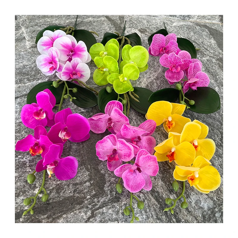 Colorful New Arrival Modern Decoration Artificial Flower Small 4-Head Film Moth Orchid