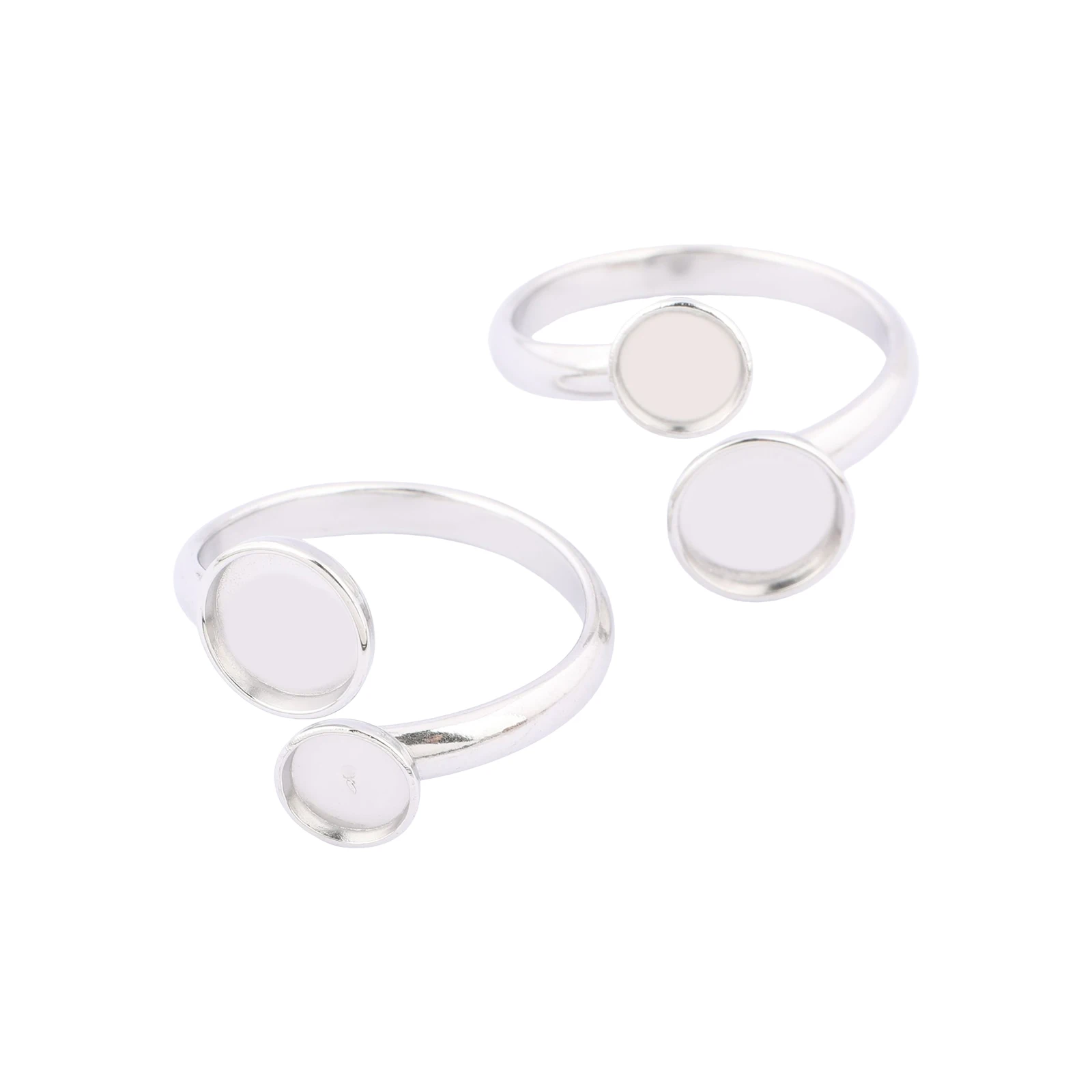 10pcs Stainless Steel Adjustable Cuff Ring Base Blanks Fit 6mm 8mm Round Cabochon Ring Bezel Settings Diy Jewelry Making