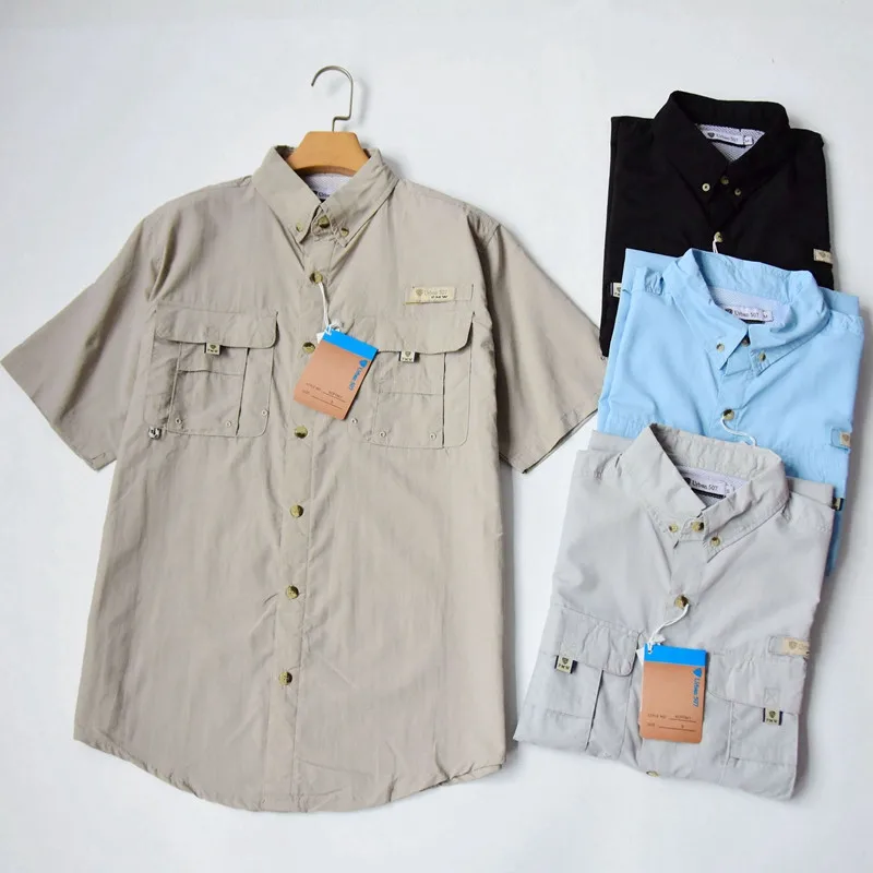 Csa Casual de Manga Corta Deada de Verano para Hombre, Transpirable, de Secado Rápido, Protección Solar, Color Sólido, R...