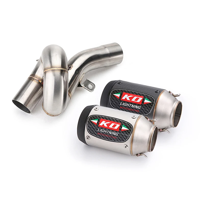 

51MM Motorcycle Exhaust Middle Link Pipe Escape Moto Muffler Stainless Steel Slip On For Kawasaki ZX6r ZX636 2009-2023