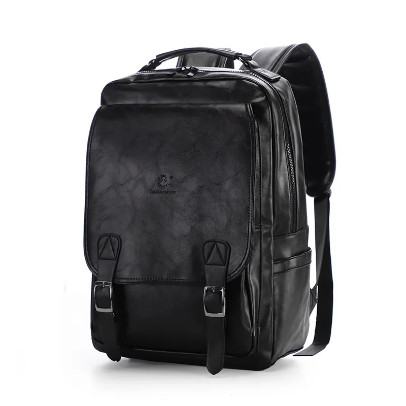 Hot Fashion Men PU Backpack USB Charging Large Capacity Retro Square Outdoor Leisure Backpack Backpack