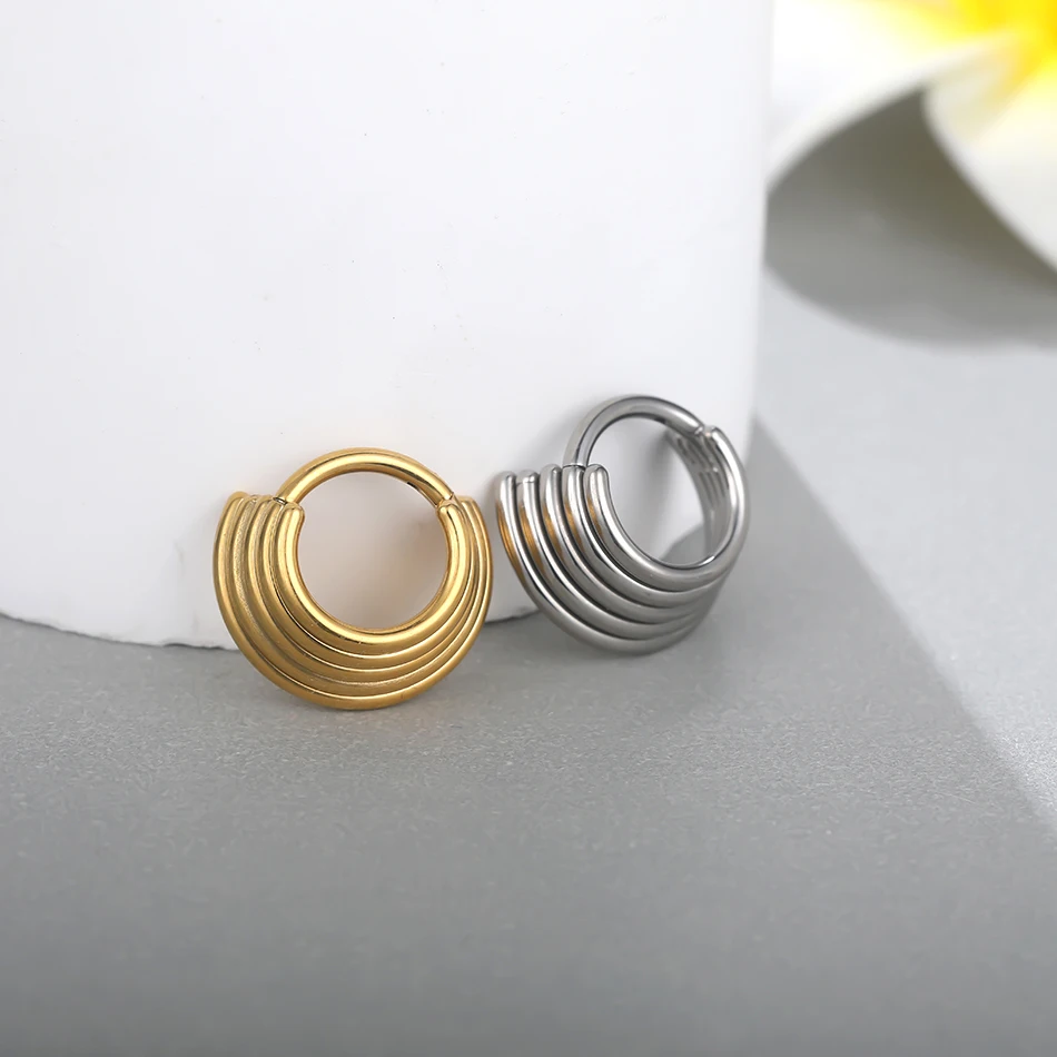1pcs Titanium Segment Nose Ring 3/5 Layer Septum Clicker Helix Tragus Cartilage Earrings Body Piercing Jewelry for Women Men image 6