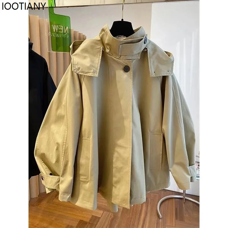 

Женская ветровка 2022, весна-осень, корейская версия, женская верхняя одежда с капюшоном, удобный женский плащ для отдыха