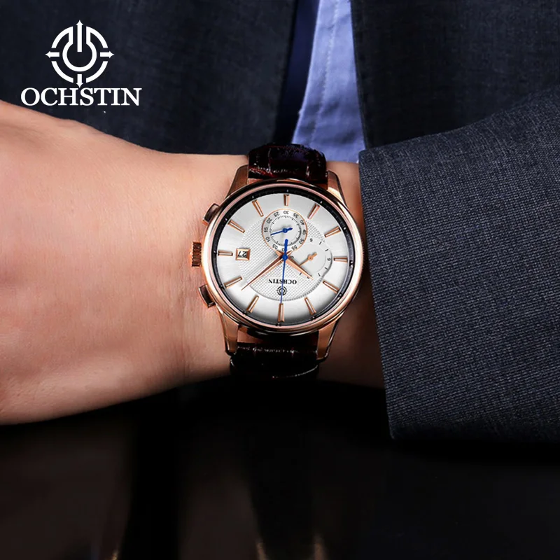 OCHSTIN Hot Model 2024 Avenger Chronograph Series Casual Hundred Japanese Multifunction Quartz Movement Men\'s Quartz Watch