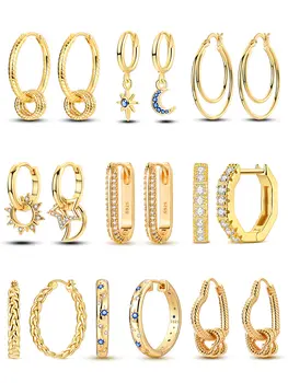 925銀耳環 女士玫瑰金黃色吊墜 原創簡約耳環首飾 8 最佳銷售 極簡耳環 - №7