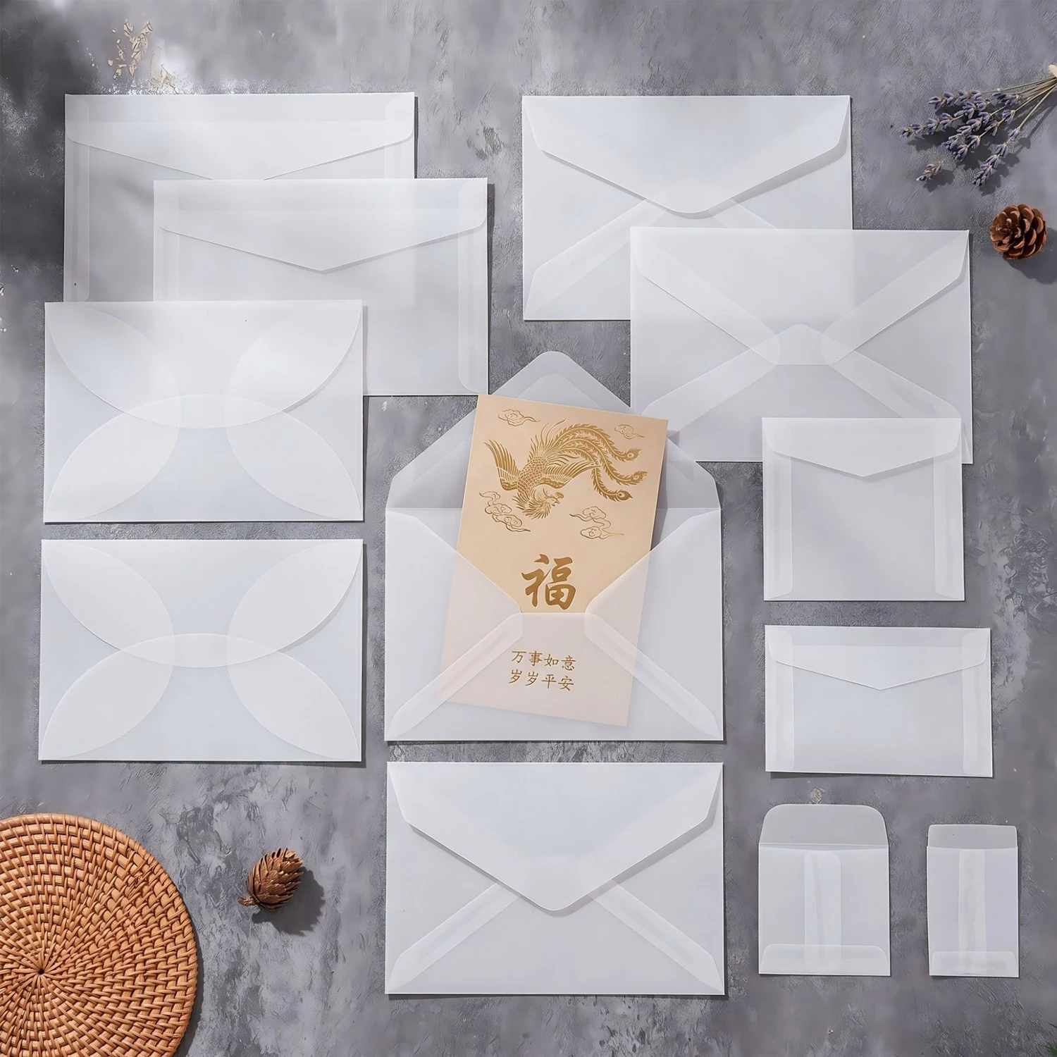 20/50/100pcs Translucent Vellum Envelopes Semi Transparent Paper Gift Packaging Bags for Wedding Invitations Cards