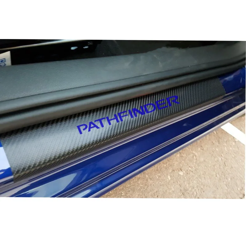 Car Sticker for Nissan Pathfinder Carbon Fiber Vinyl Sticker Car Door Sill Protector Scuff Plate Car Accessories 4pcs view 4