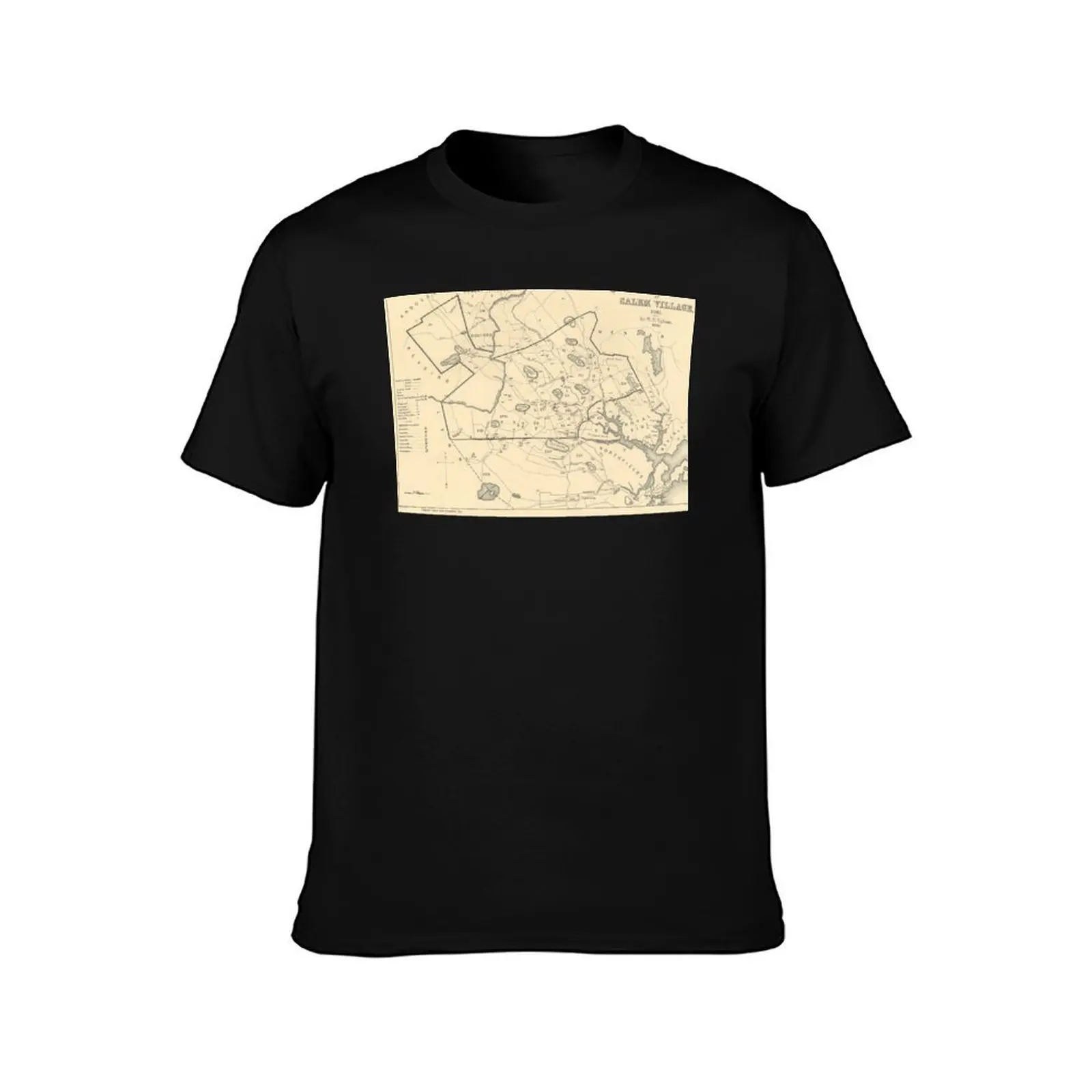 Map of Salem, Massachusetts During Witch Trials T-Shirt Breathable Workout Short Sleeve Top