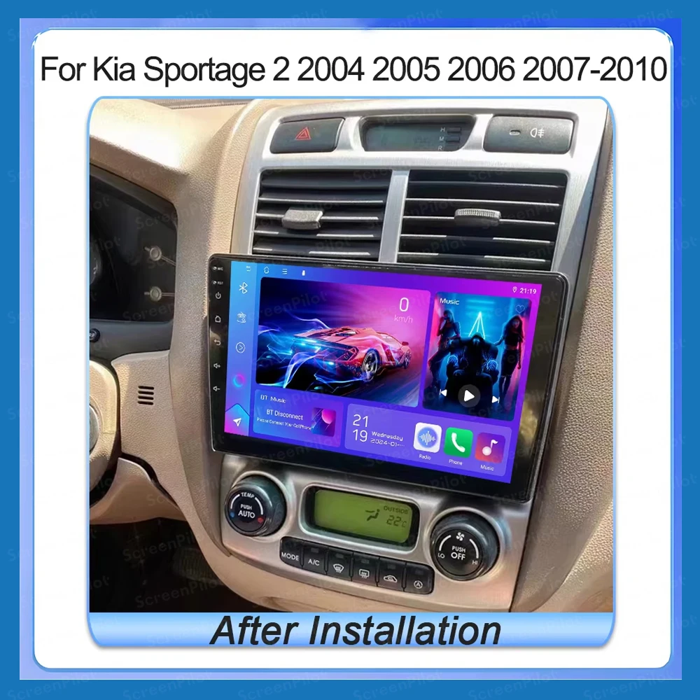 Android 16Carplay Auto For Kia Sportage 2 2004 2005 2006 2007-2010 Car Radio DSP Wireless Video Multimedia 2Din Stereo Player