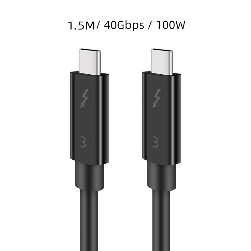 Thunderbolt-Compatible 3 Dual Type-c Fast Data Cable for Laptop Monitor External Graphics Card PD 100W Quick Charge 40Gbps