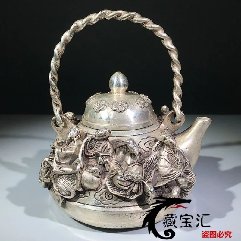 Retro Auspicious cloud eight immortals Teapot Ornament Decoration Tea Pet Figurines Desk Decor Accessories