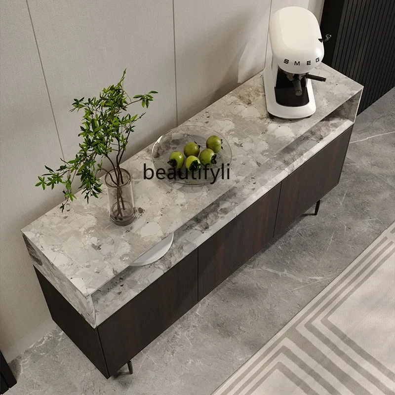 

zq1Italian minimalist marble dining side against the wall integrated storage living room locker