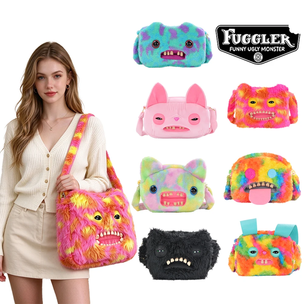 Original Fuggler Ugly Monster Soft Plushies Cartoon Crossbody Large Capacity Shoulder Handbags Commute Fashion Travel 32CM Bagge