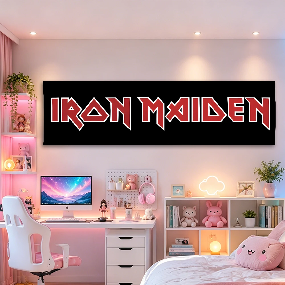 Iron Maiden Long Wall Tapestry, Classic Rock Band Logo Hanging Banner for Music Fans Collectible Gift