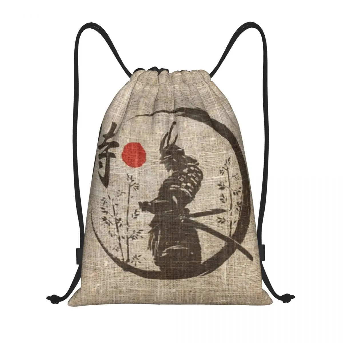 Custom Samurai Japanese Word Drawstring Backpack Bags Women Men Lightweight Gym Sports Sackpack Sacks for Training