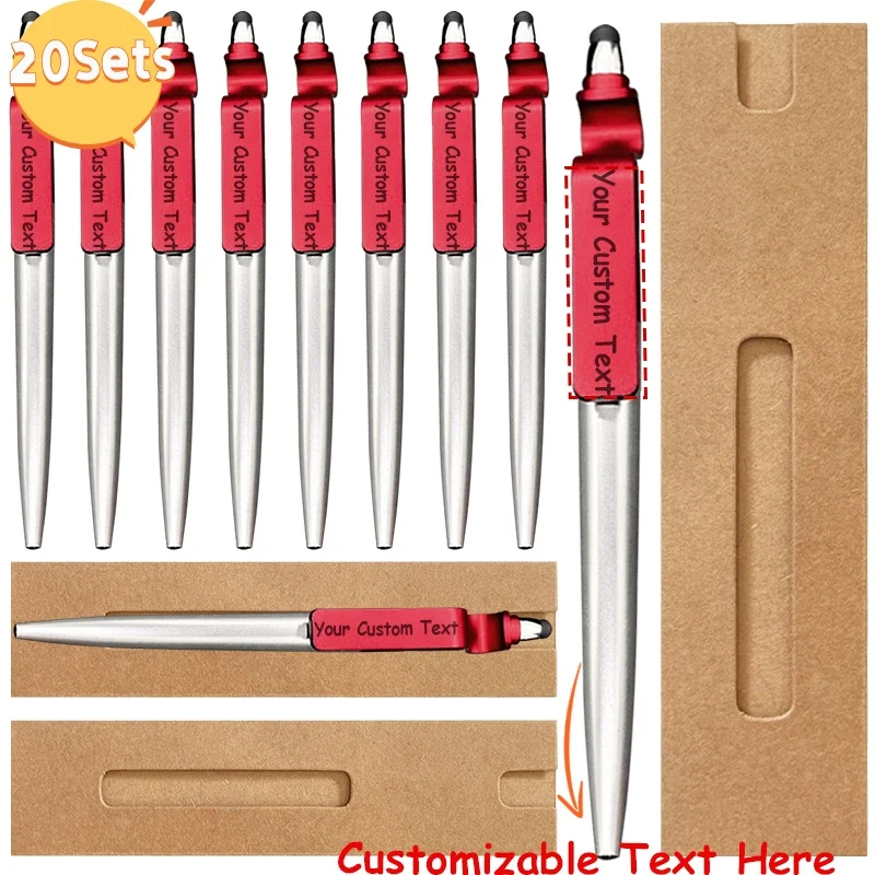 20Sets Customizable Ballpoint Pens Gift Set with Personalized Logo Elegant Promotional School Lightweight Pens with Paper Case