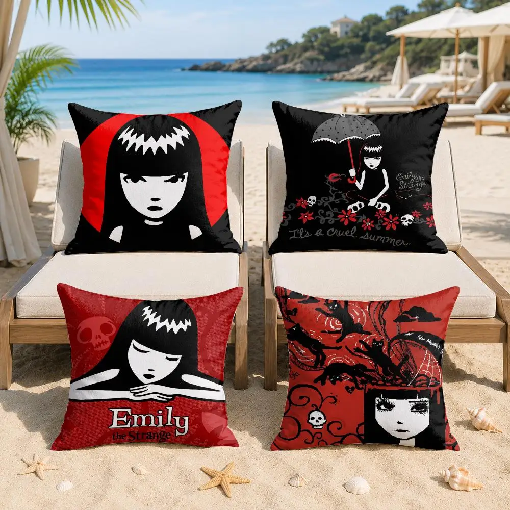 Emily The Strange Cushion Cover Silky Short Plush Invisible Zipper Dustproof Sofa Pillow Case For Home Decor