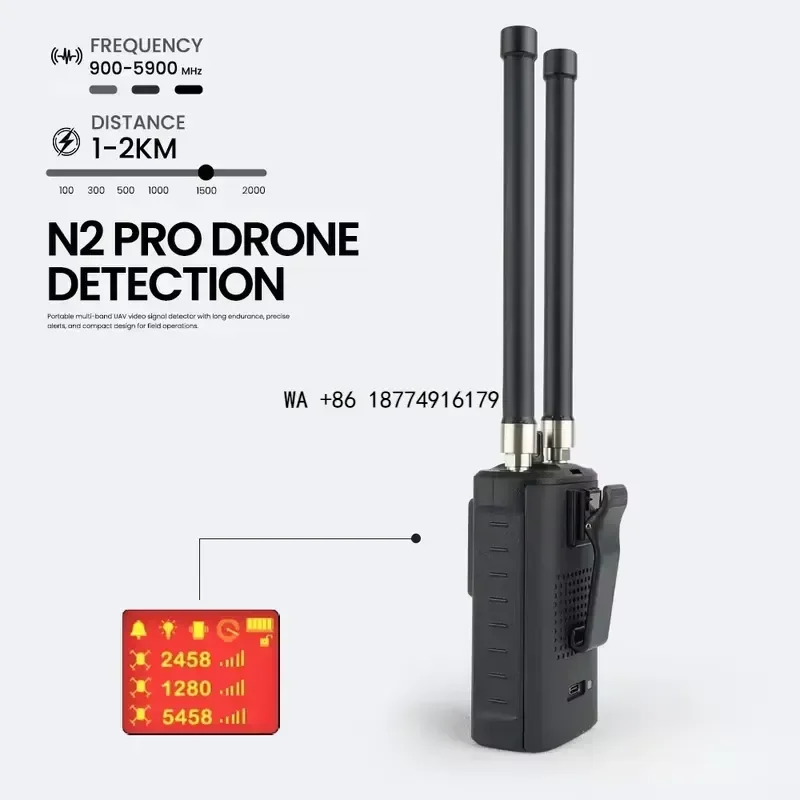 wmwmnu wmwmnu Radar Detection 0.9-5.9GHz Smart Handheld Detector Identification Detection 0.5-2KM Detector Spectrum Signal