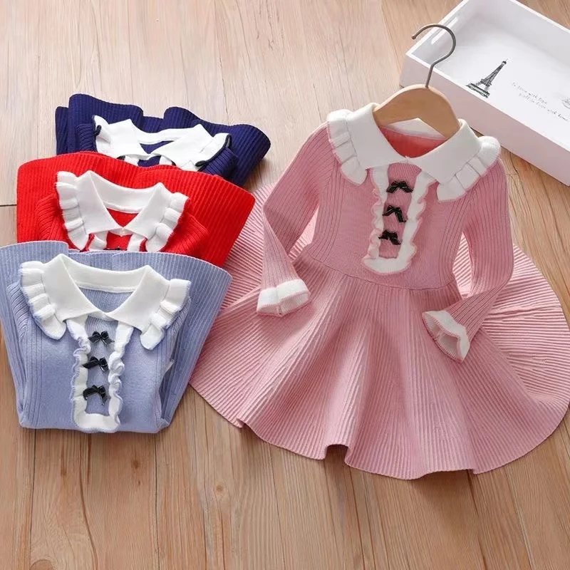 

Kids Girls Dress 2024 New Woolen Dress Autumn and Winter Children's Dress Girls Korean Long Sleeve Fashionable Princess Dress