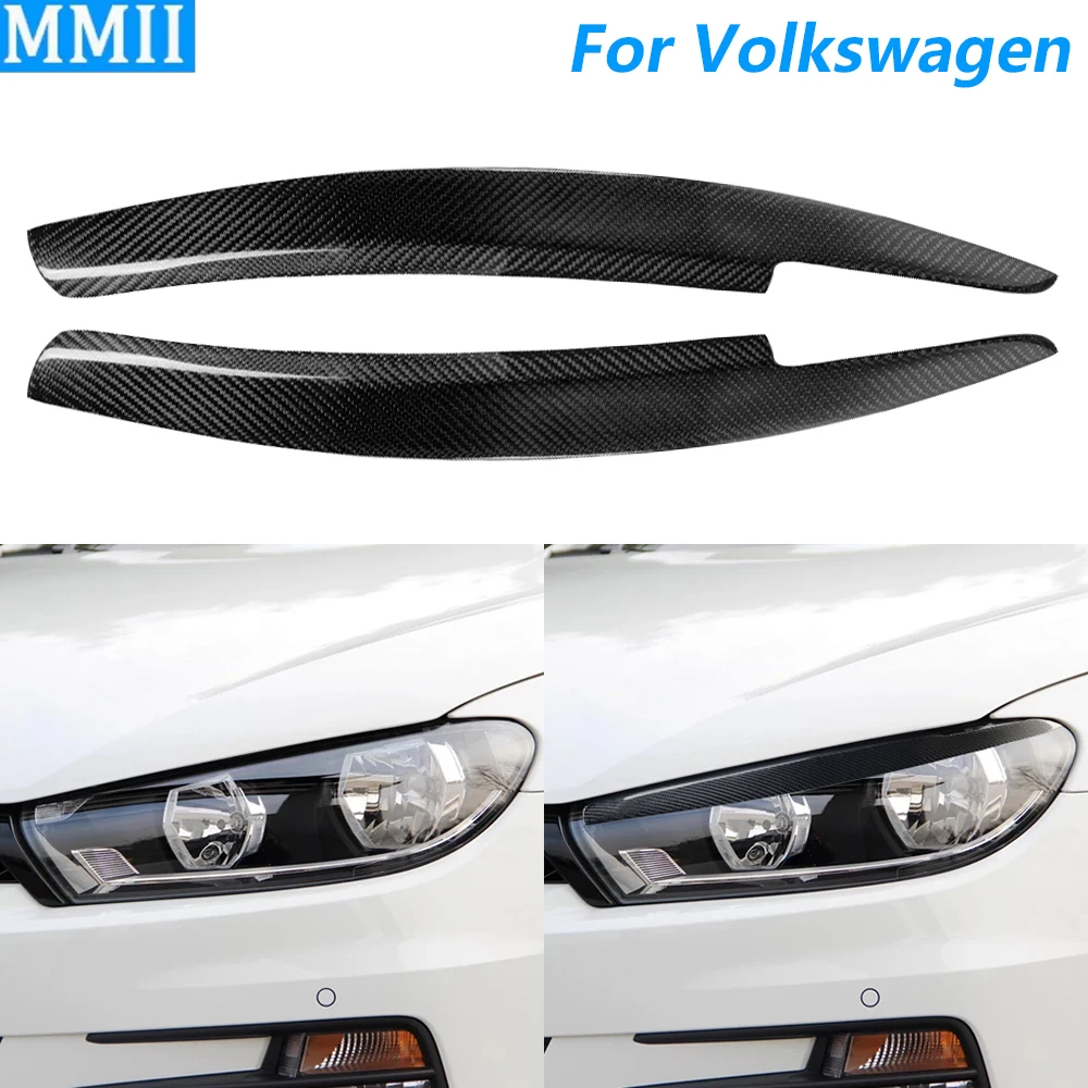 

For Volkswagen Scirocco 2008-2017 Real Dry Carbon Fiber Front Headlight Eyelid Eyebrow Cover Panel Decorative Car Accessories
