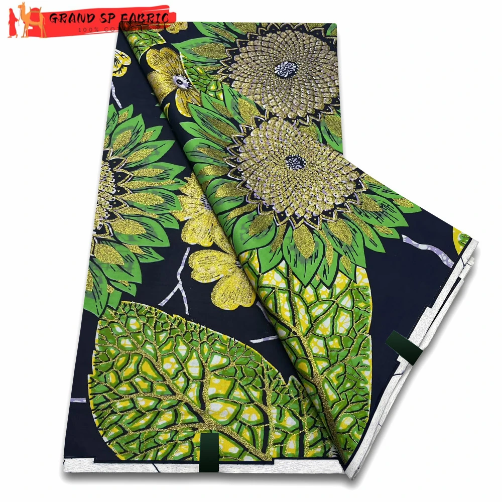 Grand Super 100% Cotton African Wax Fabric High Quality Wax Print Ankara Fabric For Sewing 6yards Women Fabric VLS3112