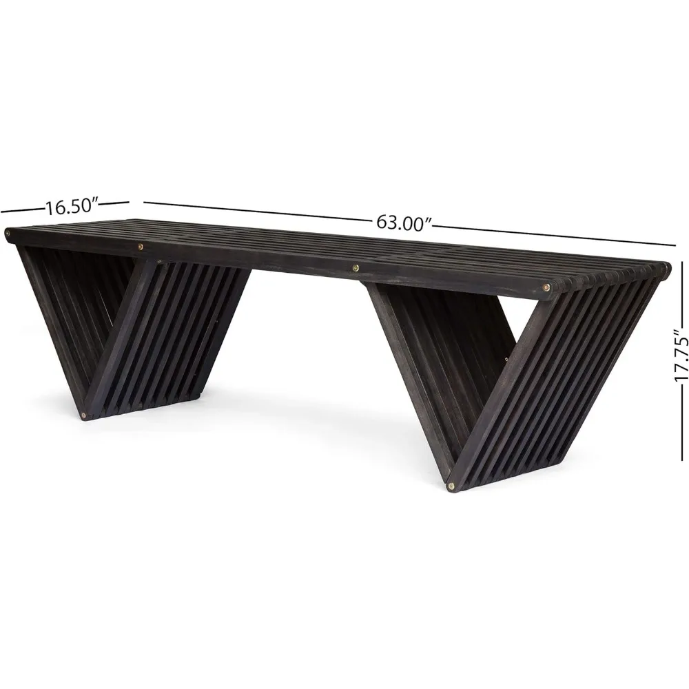 Patio Benches, Outdoor Wood Bench, Dark Gray Finish, Dark Gray Patio Benches