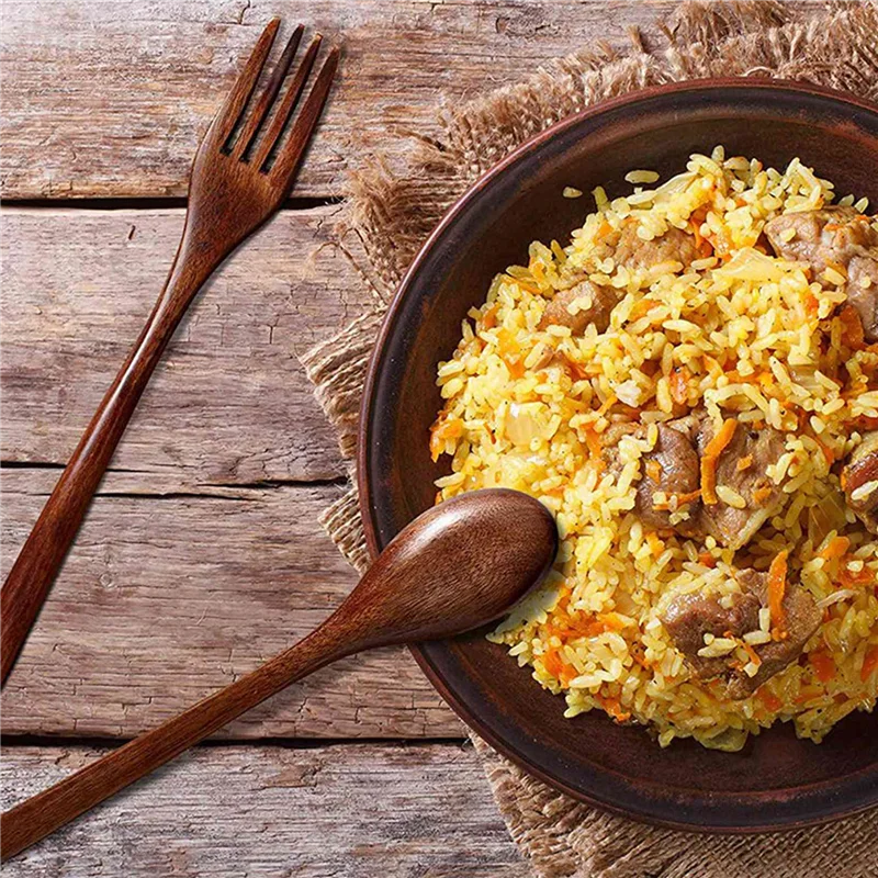 

B62B-80 шт. набор деревянных ложек и вилок, включая деревянные ложки и деревянные вилки, набор японской деревянной посуды, многоразовый ручной работы