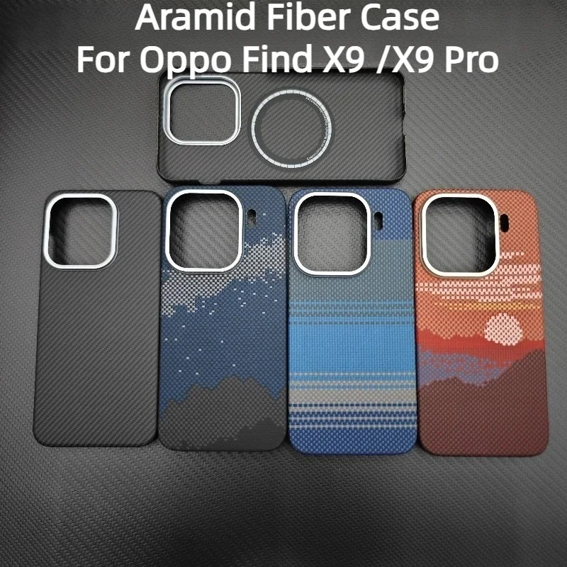 

Real Carbon Fiber Magnetic Case For OPPO Find X9 / X9 Pro Aramid Fiber Slim Lightweight Protective Cover