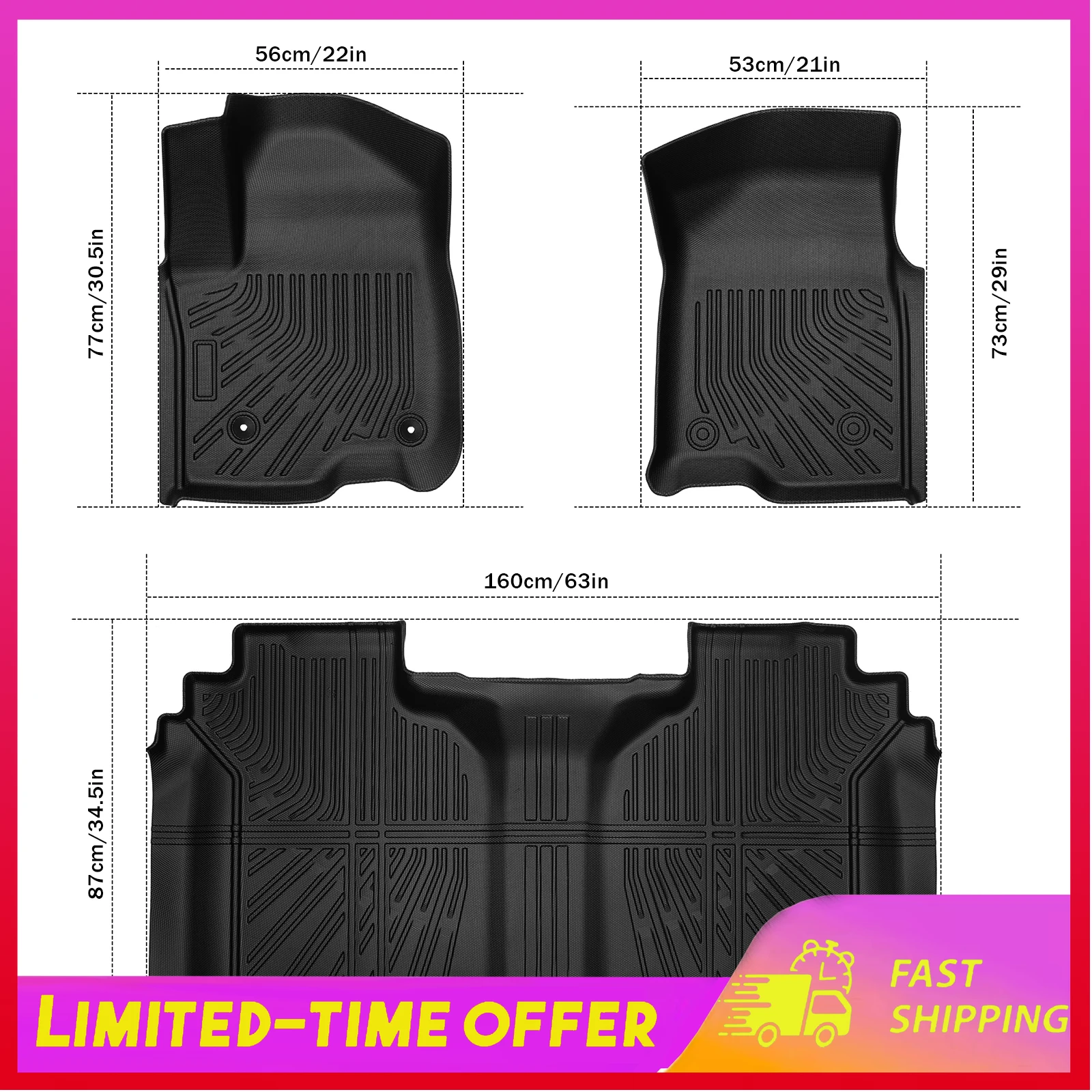 

Комплект из 3-х всепогодных автомобильных ковриков для Sierra Silverado 1500 2019-2024, водонепроницаемые, усиленные аксессуары