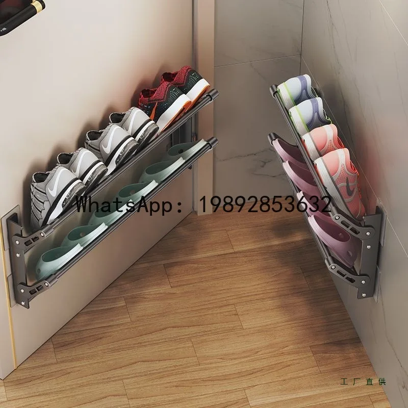 Zz door shoe rack foldablefor homesimple foldable wall-mounted storage wall-mounted bathroom slipper door shoe rack