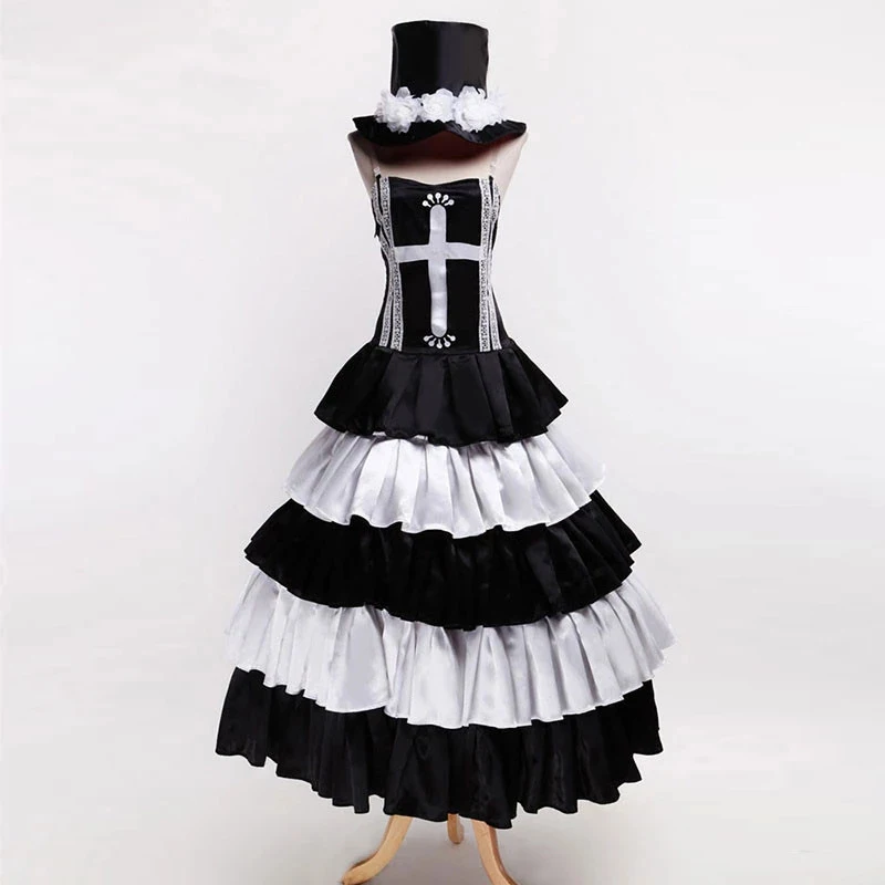 Perona-disfraces de Halloween para mujer, disfraz de Anime caliente, vestido de princesa fantasma, vestido de Cosplay con sombrero y peluca