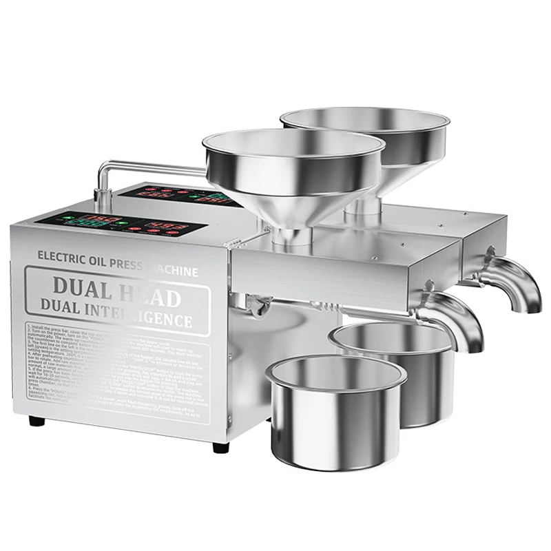 【Hot】Double-head oil press Cold Press/Hot Press 304 Food-Grade Stainless Steel 1800W Faster Oil Extraction For Peanut/Sesame