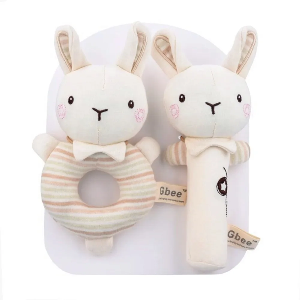 Organic cotton baby hand crank, newborn soothing doll, 0-1 year old baby toy hand bell