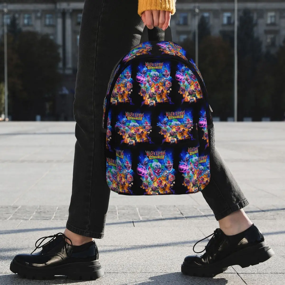 Killer Klowns From Outer Space Funny Horror Movie Backpack Student BookBag School Bag Laptop Shoulder Bags for Men Women