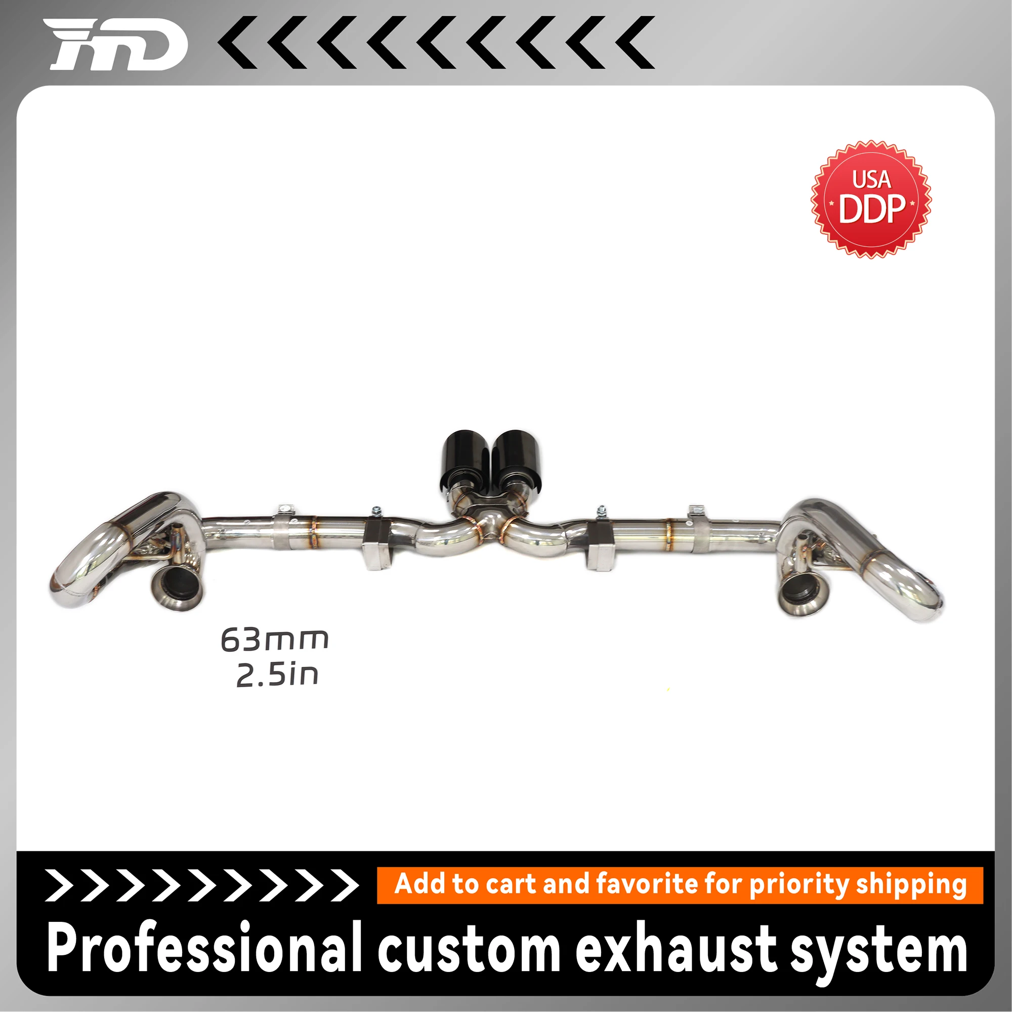 

for Porsche 911 991.1 GT3 Catback Exhaust System Stainless Steel Non-Valved Performance Muffler Straight Pipe Design Deep