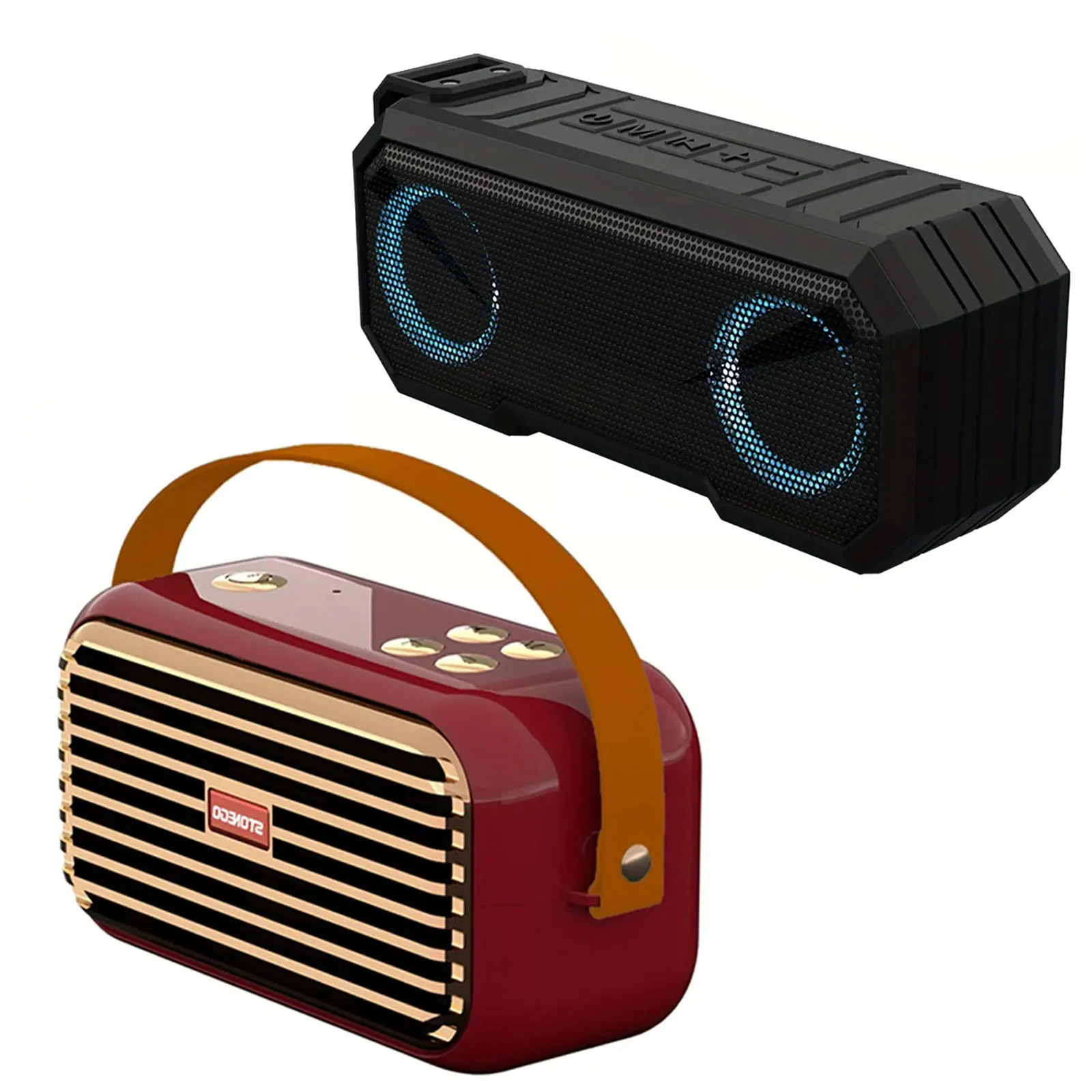 Professional Wireless Bluetooth Audio Set: IPX7 Waterproof Speaker with RGB Flash Light (12H Battery) & Stereo Bass Speaker (TWS, TF/USB/AUX Support), High-Fidelity Audio System for Camping, Gym, Beach, Home Office & Music Enthusiasts