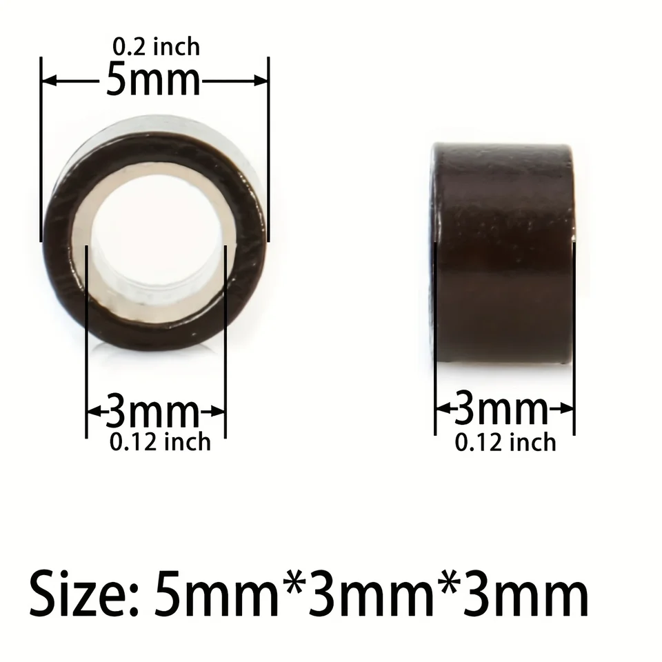 500 piezas de tubos de anillo de micro enlace de silicona de 5mm*3mm*3mm para extensiones de cabello, cuentas forradas, herramientas de salón, 5 colores 3