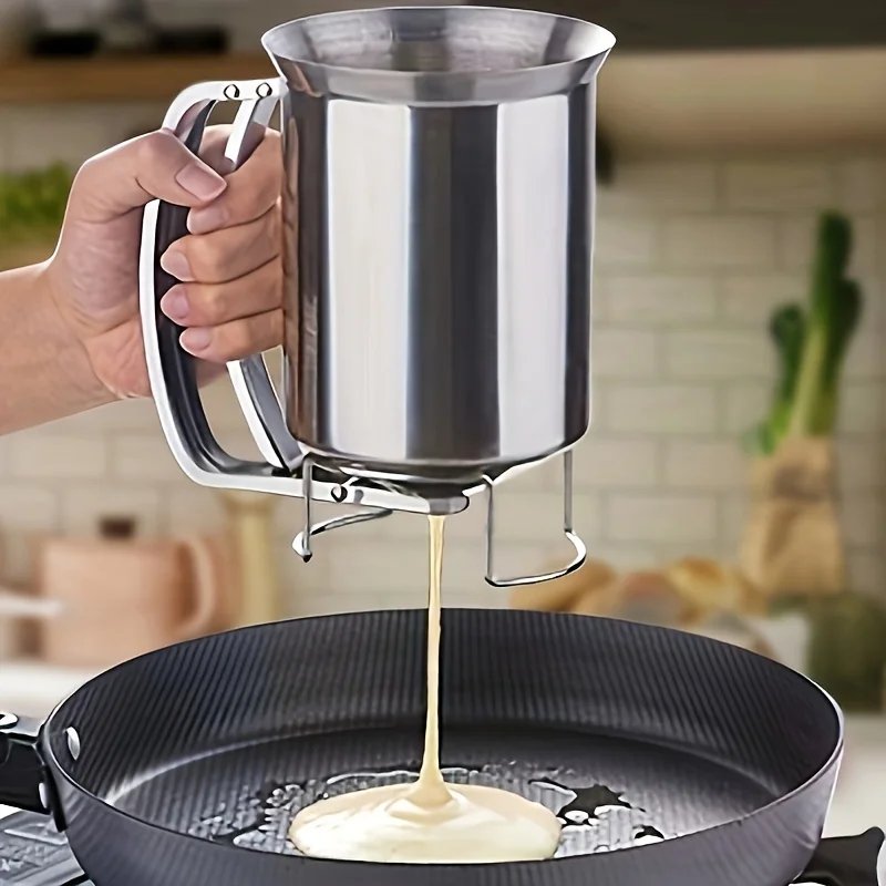 

304 Steel Batter Dispenser - No Power Needed, for Pancakes & Meatballs. Fun & Easy Kitchen Tool!