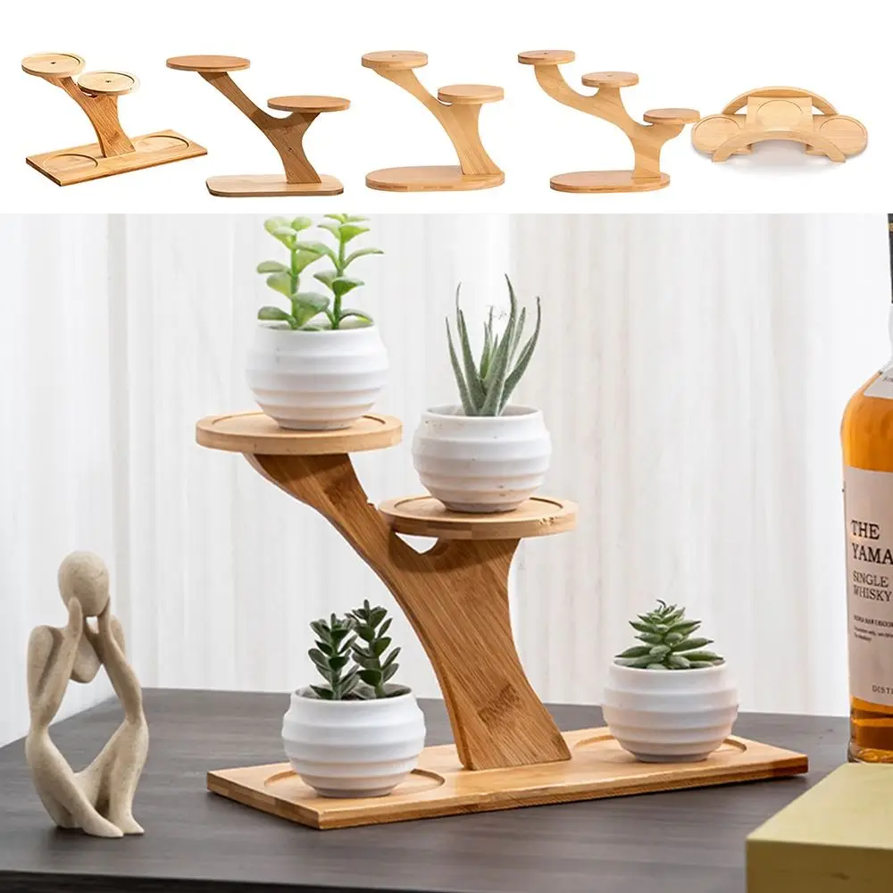 

Bamboo Wood Flowerpot Tray Plants Stand Home Decoration Flowerpot Holder Multi-layer Gardening Supplies