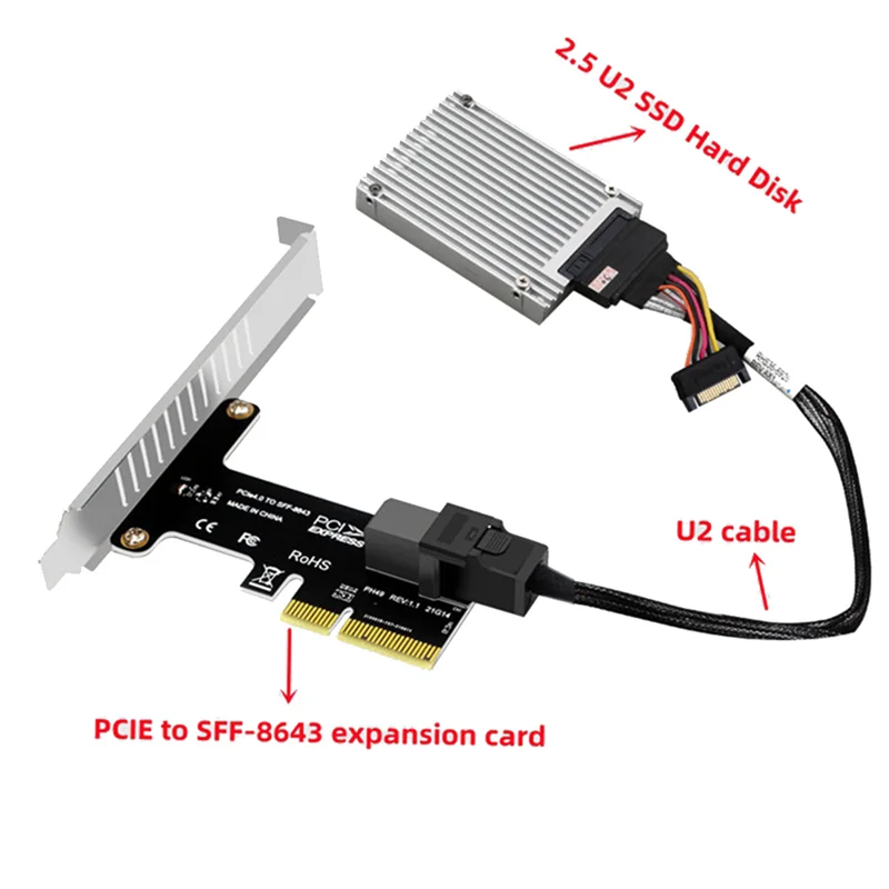 Pcie To SFF 8643 4X/8X Adapter Card U.2 Port Card For Nvme SSD Converter Hard Disk Expansion Card For Desktop