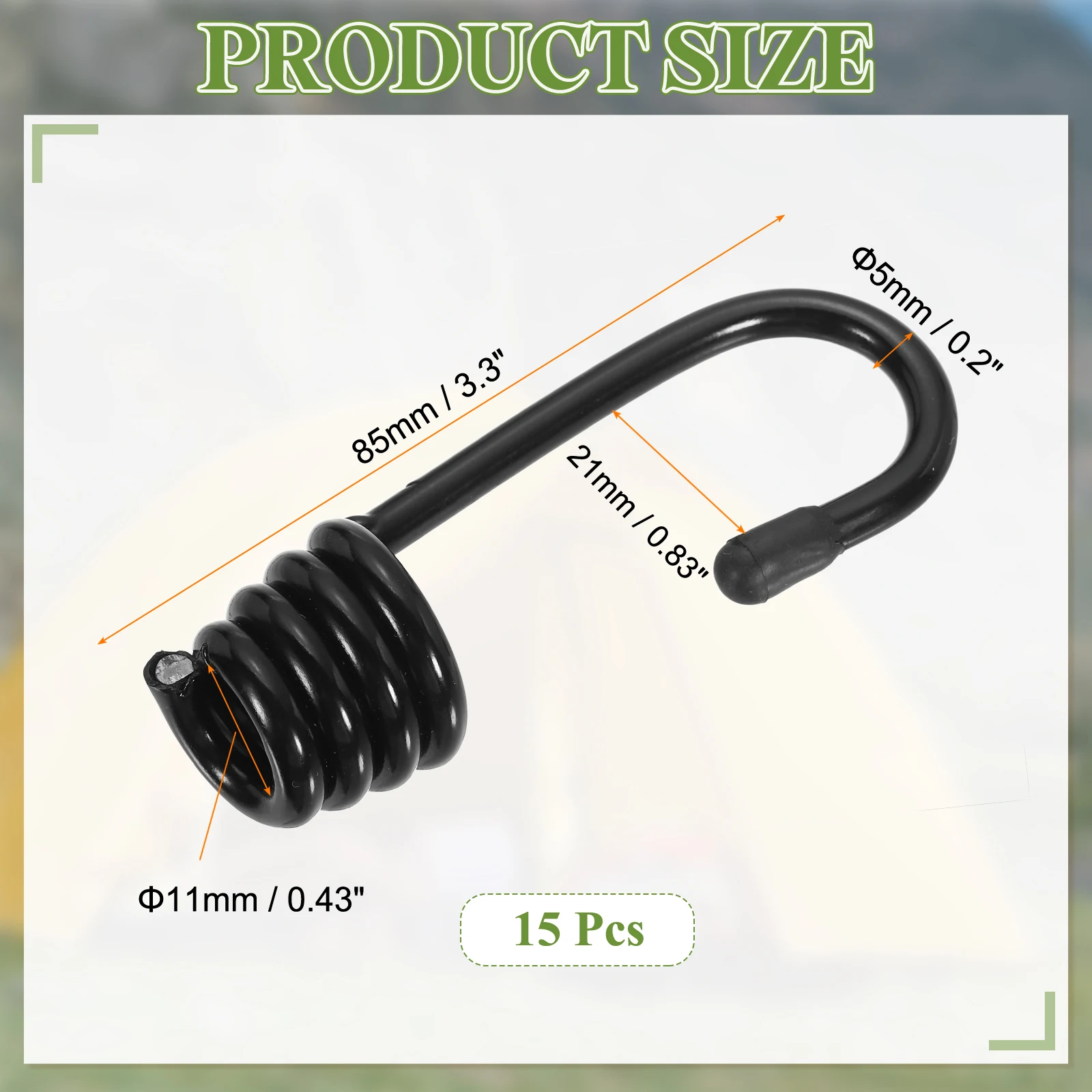 12-20pcs Bungee Cord Hooks Heavy Bungee Shock Cord Hook Spiral Wire Hooks End for Rope Strapping Tape Camping Tents Trucks Boats