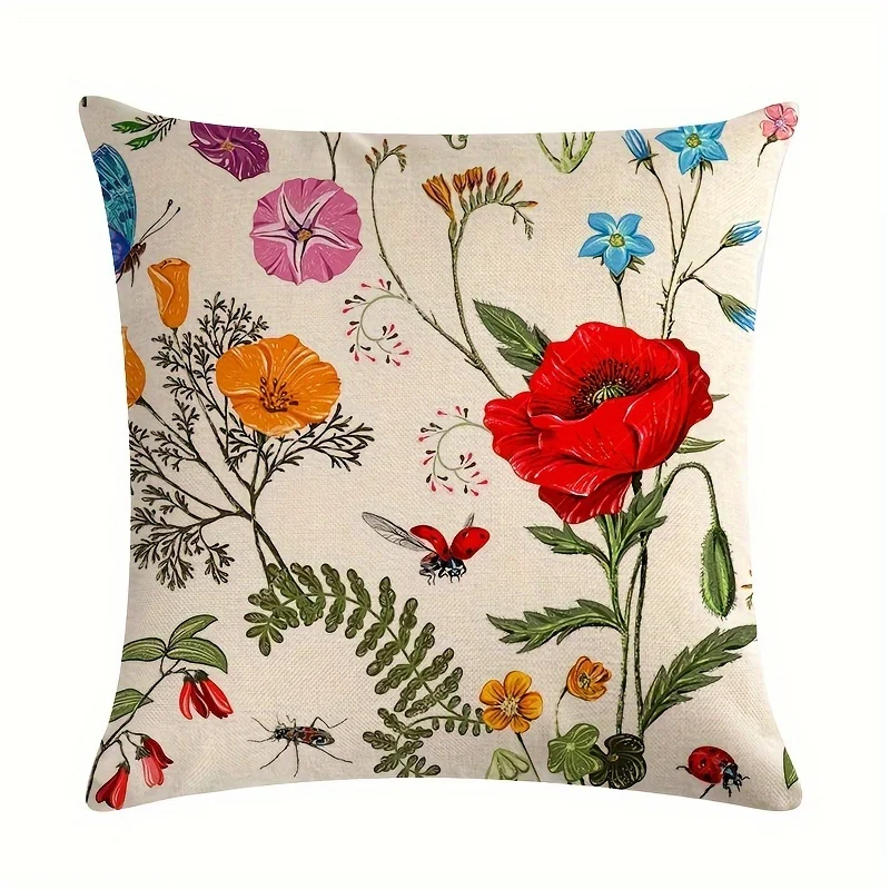 Outdoor Patio Throw Pillow Covers Summer Spring Garden Flowers Farmhouse Décor Outside Furniture Swing  Decorative Cushion Cases