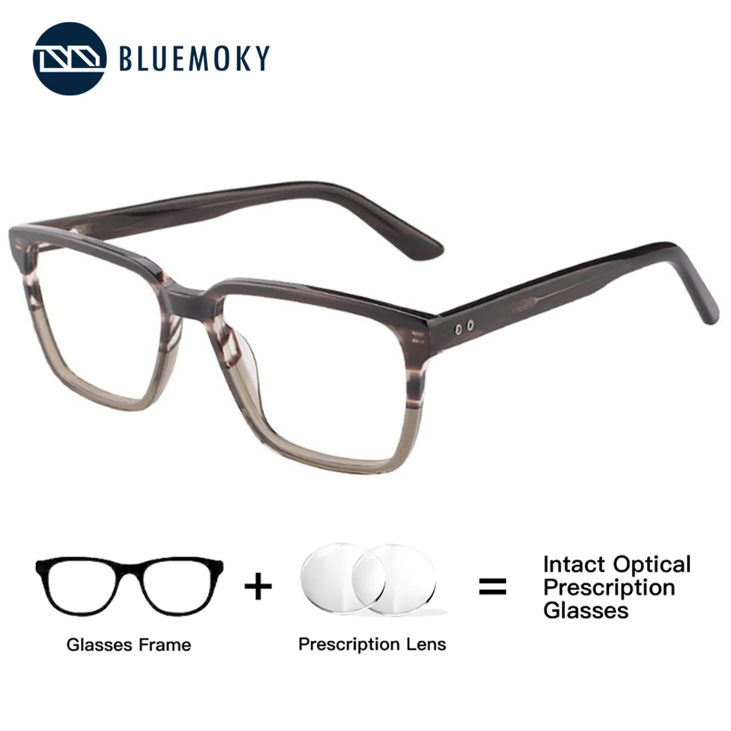 

BLUEMOKY Fashion Acetate Square Prescription Glasses Anti Blue Ray Photochromic Eyewear Progressive Eyeglasses for Unisex