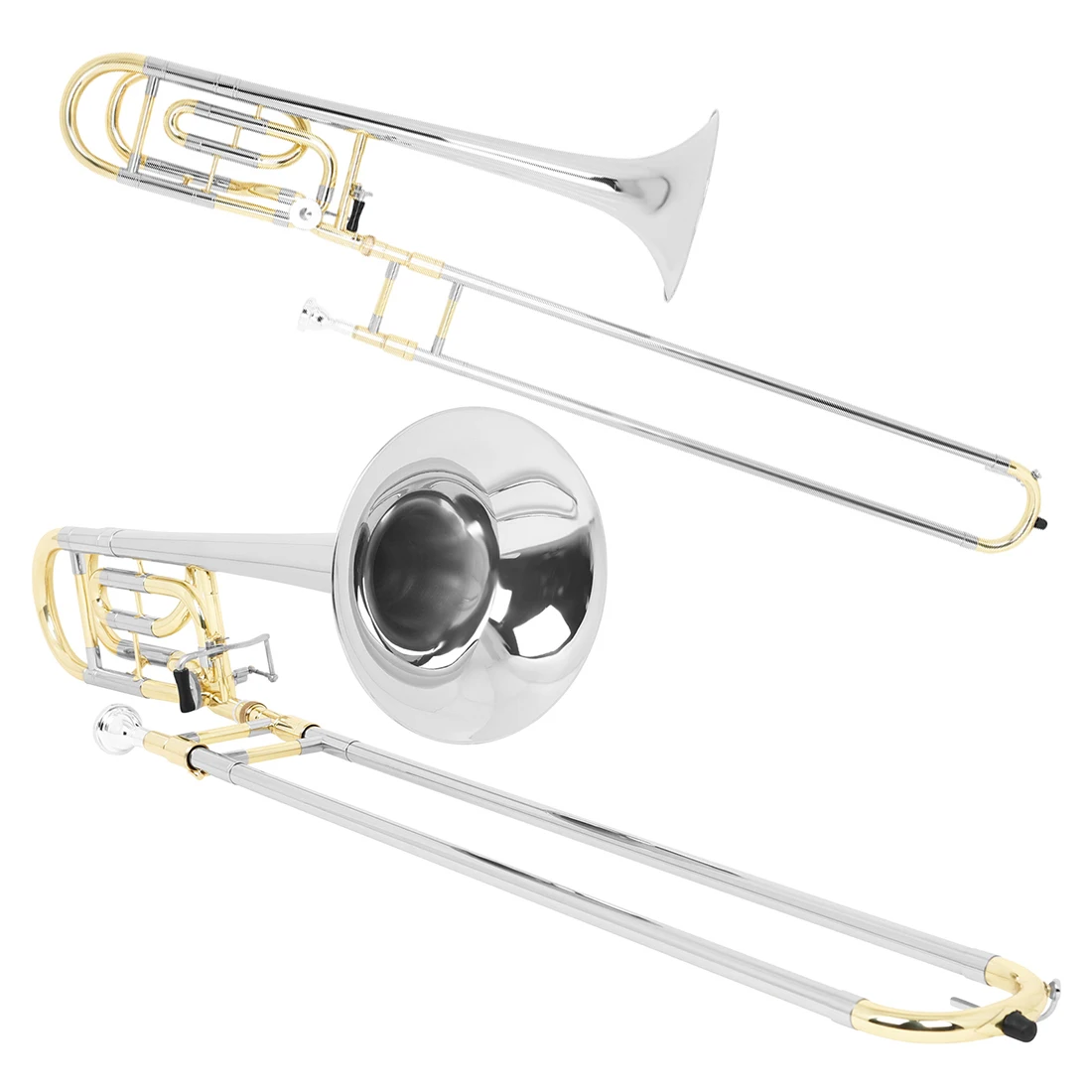 SLADE Tenor Trombone Brass Bb Tone B flat Wind Instrument Trombone  with Mouthpiece Cleaning Stick Case Rod Accessories