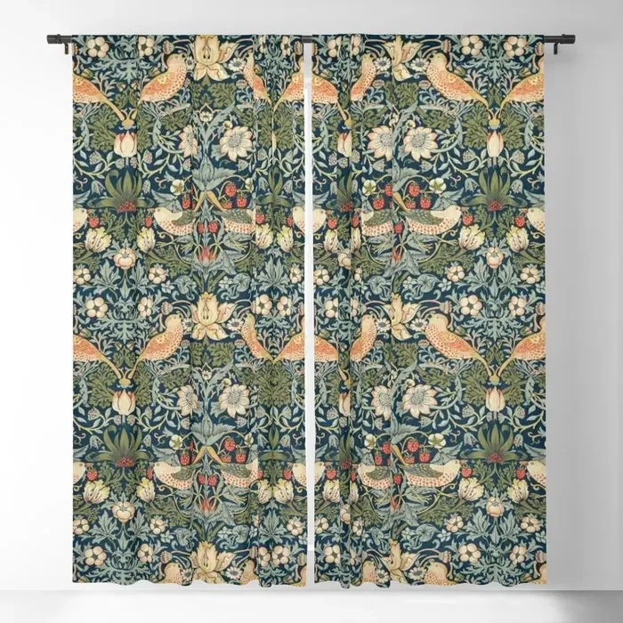 William Morris Vintage Thyme Blackout Curtains 3D Print Window Curtains for Bedroom Living Room Decor Window Treatments