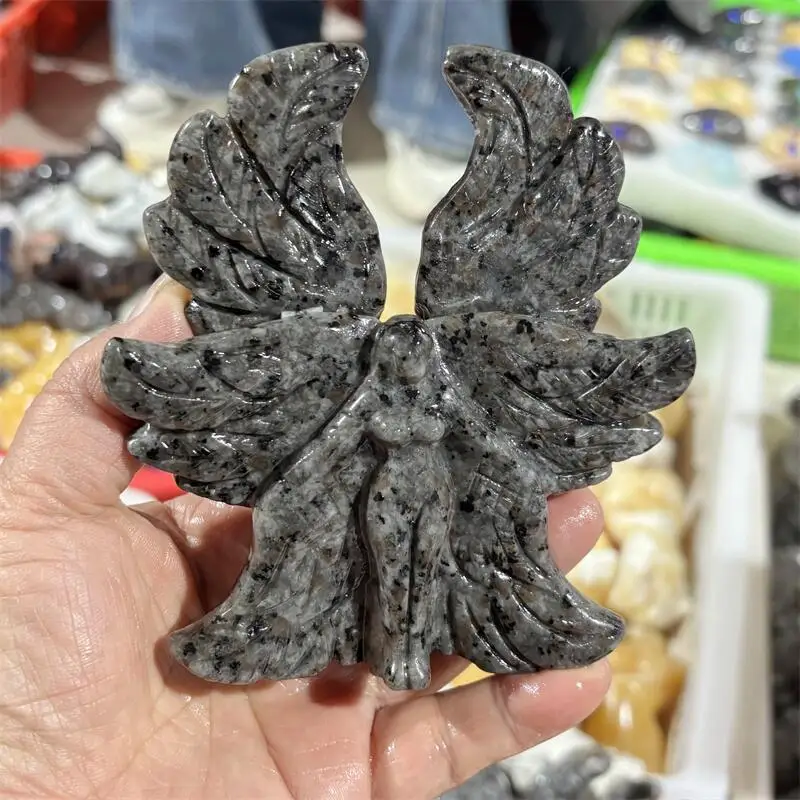 Natural Yooperlite Seraph Angel Carving Crystal Healing Halloween Gift Festival Craft For Decoration 1pcs
